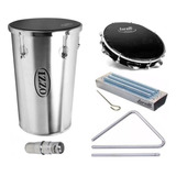 Kit Percussão Tantan Al + Pandeiro Reco Triângulo Ganzá