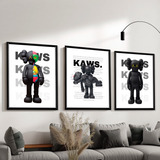 Set 3 Cuadros Kaws Minimalist Hypebeast Marcos De Madera 