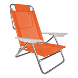 Reposera Aluminio Silla Posiciones Camping Playa Naranja