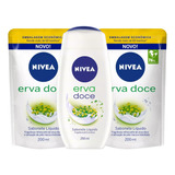 Kit Sabonete Líquido Nivea Creme Erva Doce 250ml + 2 Refil