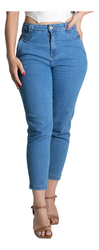 Calça Jeans Feminina Sawary Mom Bolso Faca Com Lycra 276314