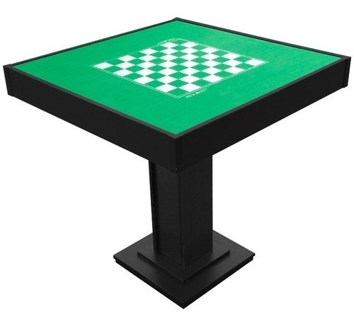 Mesa De Jogos Xadrez E Dama Quadrada Tecido Verde