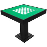 Mesa De Jogos Xadrez E Dama Quadrada Tecido Verde
