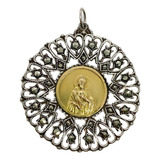 Dije Antiguo Grande Sagrado Corazón De Jesús Plata Y Oro 