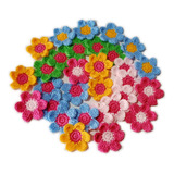 Pack X 200 Flores Tejidas Crochet Apliques 6 Pétalos 