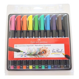 Caneta Letterig Pincel - Brush Pen Faber Castel C/10 Cores