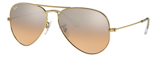 Anteojos De Sol Ray-ban Aviator Gradient Small Con Marco De Metal Color Polished Gold, Lente Silver/pink De Cristal Espejada, Varilla Polished Gold De Metal - Rb3025