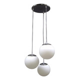 Colgante Techo 3 Luces Globos Ø18cm Opal Satinado Cromado