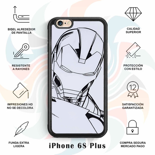 Funda Protectora Para iPhone Iron Man Sketch Tpu Súper Héroe