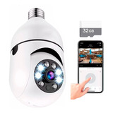 Camara Bombillo Ptz Wifi Vigilancia Giratoria 360 + Sd 32gb