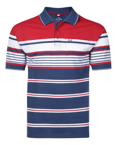 Camisa Polo Plus Masc. Listrada C/ Bolso Vilejack Vmpg0103