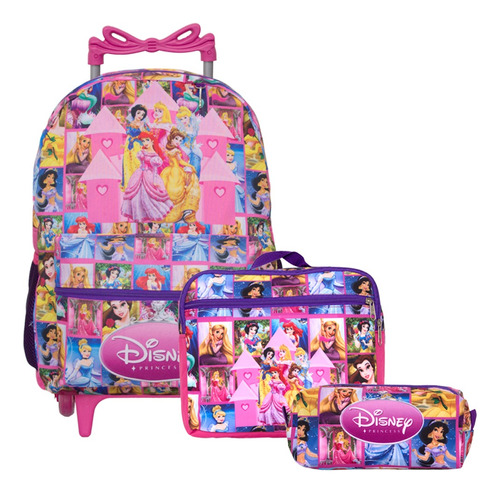 Bolsa Escolar Feminina De Rodinhas Princesas Juvenil Toys 2u