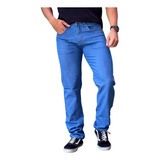 Calça Jeans Masculina Com Elastano Corte Reto Reforçada