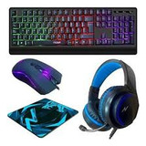 Kit Gamer 4 En 1 Mouse Teclado Auricularesmause Pad Nkb-405