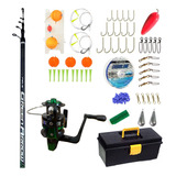  Kit Pesca Reel 1 Rule Pejerrey + Caña Telescopica 4m + Caja