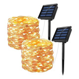 2 Pack Cadena Luces Solares, 8 Modos 10m 100 Luces Led