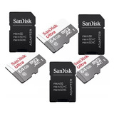 3 Micro Sd 64gb 100mb/s Sandisk Ótima Opção P/ Camêra Espiã