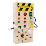 Brinquedo Sensorial De Madeira Com 8 Interruptores Led