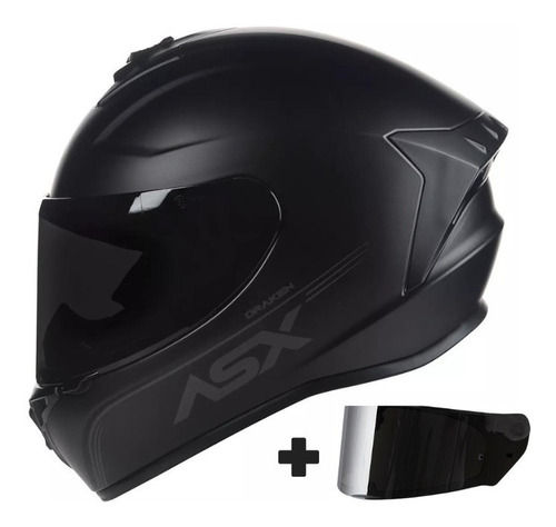 Capacete Moto Asx Draken Solid Preto Fosco + Viseira Fumê