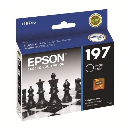 Cartucho Epson T197 Negro Xp-20 101/104 201/401 8ml T197 /vc