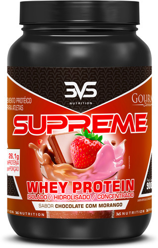 Whey 3w Supreme 900g - Sabor Chocolate Com Morango - Fórmula Exclusiva Com 28g De Proteína Por Dose Com Whey Isolado, Whey Hidrolisado E Whey Concentrado