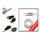 Cabo Cftv 4mm Bipolar 100m + 4 Conector Bnc E 4 P4  V1c8c