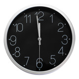 Reloj De Pared Moderno Silencioso Plata Con Negro 30 Cms