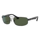 Óculos De Sol Polarizados Ray-ban Rb3445 Standard Armação De Metal Cor Polished Black, Lente Green De Cristal Clássica, Haste Black De Metal