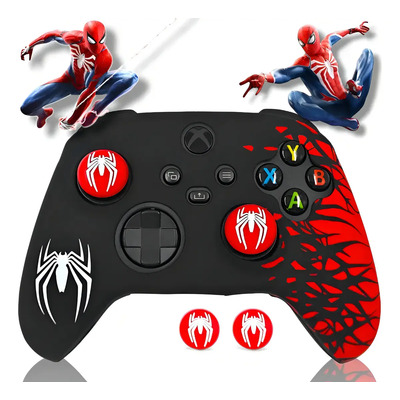 Funda Protector Para Control Xbox Series Spiderman Antigolpe Antideslizante, Funda Protectora de Goma Suave para Xbox Series S Mando con 2 Tapas de Joysticks | Meses sin interés
