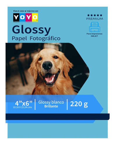 500 Hojas Papel Fotográfico Glossy 4x6 220g Tamaño Postal