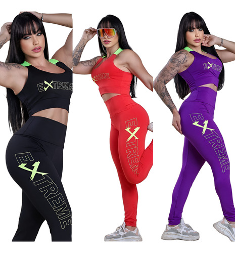 Conjunto Academia Feminino Calca Legging Roupa De Academia