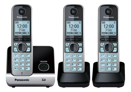 Telefone Sem Fio Panasonic Kx-tg6713lbb - Base + 2 Ramais