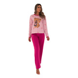 Pijamas Urso Sublimado Feminino Flanelado