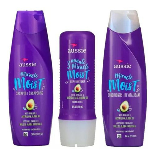 Kit Aussie Shampoo Condicionador Abacate 360ml Revitalizante