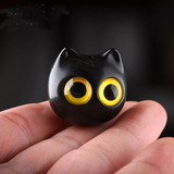 Gato De Madera De Ojos Grandes Negro, Figuritas En Miniatura