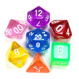 Sete 7 Dados Rpg Coloridos D4 D6 D8 D10 D10% D12 D20 Bolsa