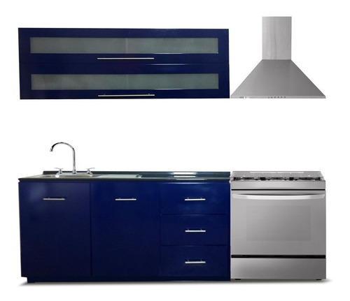 Cocina Integral Moderna Suceava Izquierda /estufa 2.40m Azul