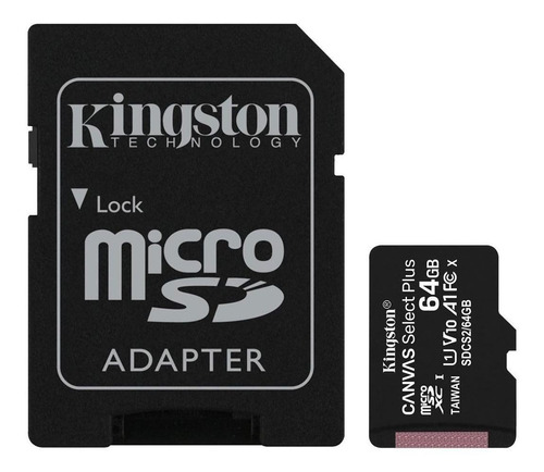 Tarjeta De Memoria Kingston Sdcs2  Canvas Select Plus Con Adaptador Sd 64gb