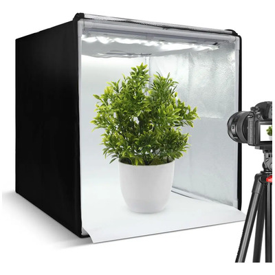 Caja de Luz para Fotografía Profesional Portátil (50x50x50 cm), con Iluminación LED Doble, 3 Fondos de Colores, Interior Reflejante y Funda para Transportar | Meses sin interés