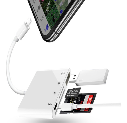 Adaptador Lightning Leitor Pendrive Cartão Sd P/ iPhone iPad