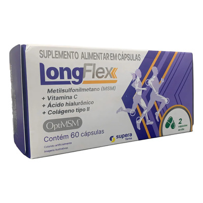 Longflex 60 Cápsulas Colageno Tipo 2 Msm Vitamina C Sabor Se Sabor Sem sabor | Frete grátis