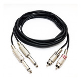 Cabo 2 P10 Mono X 2 Rca 1 Metro Excelente Qualidade Metal 