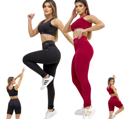 Kit 3 Peças Roupa De Academia Confort Feminina Luxo P/gg