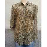 Camisa Animal Print Oncinha Manga Longa Tam G