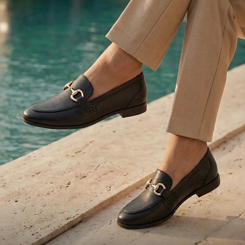 Mocasin Negro Para Mujer Semivestir Hebilla Salamandra 29701