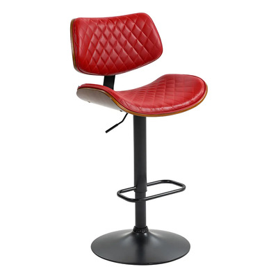 Banco Alto Respaldo Barra Desayunador Cocina Giratorio Hidráulico Color Rojo Eke Life Home | Envío gratis