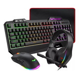 Combo Gamer Alámbrico Rgb Diadema Mouse Teclado Mouse Pad