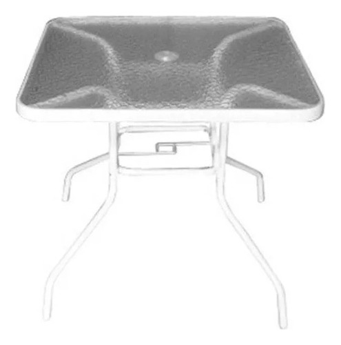 Mesa Cuadrada De Vidrio Estructura Hierro Blanca 80 Cm