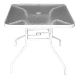 Mesa Cuadrada De Vidrio Estructura Hierro Blanca 80 Cm