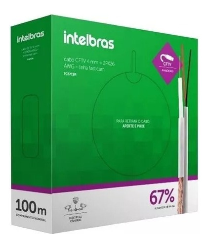 Cabo Coaxial 67% Cobre Bipolar Para Cftv Analógico Intelbras